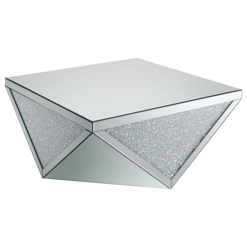 Amalia Square Mirrored Acrylic Crystal Coffee Table Silver