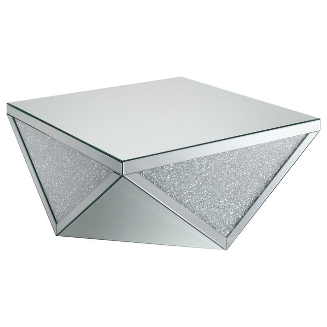 Amalia Square Mirrored Acrylic Crystal Coffee Table Silver