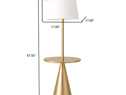 Celestial - Modern Floor Lamp With Accent Table With Large Shade - Gold / White