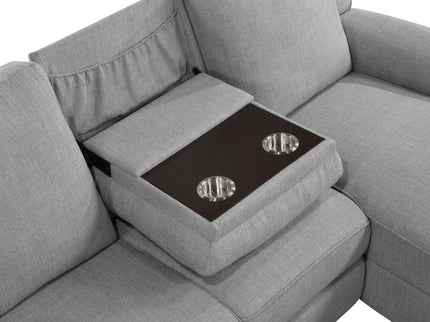 Destiny - Linen Sectional Sofa With Dropdown Table - Gray