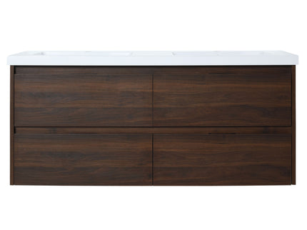 Modern Floating Bathroom Vanity With Dual Resin Sink, Soft Close Drawers