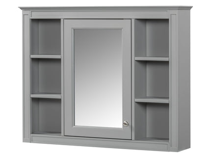Wall Mounted Medicine Cabinet With Mirror, Storage Cabinet Featuring 6 Open Shelves And Adjustable Interior