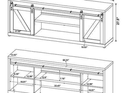Brockton 2-door Engineered Wood 71-inch TV Stand Grey Driftwood