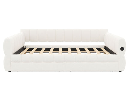 Upholstered Platform Bed With USB Charging And 2 Storage Drawers