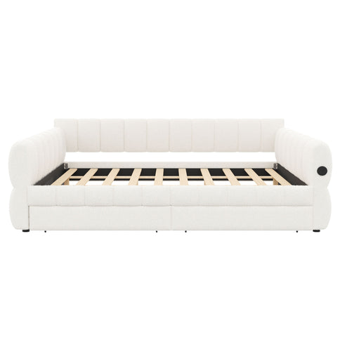 Upholstered Platform Bed With USB Charging And 2 Storage Drawers
