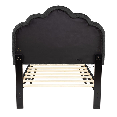 Bed With Floral Design Headboard And Built In LED Lighting