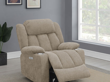 Beca - Upholstered Power Lift Recliner With Cupholders And USB Charging