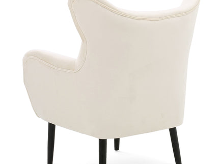Style Velvet Arm Chair With Wingback And Flared Arms - Ivory