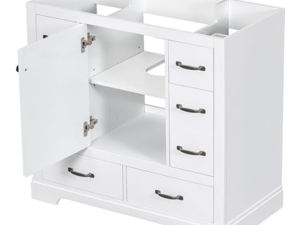 Modern Bathroom Vanity Base Only, 6 Drawer Storage With Adjustable Shelf