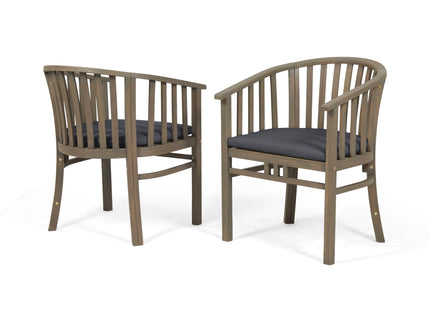 Outdoor Wooden Dining Chairs With Cushions (Set of 2)