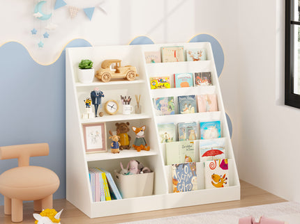 Bookshelf And Toy Storage Organizer, 4 Tier Bookcase With Display Stand For Playroom