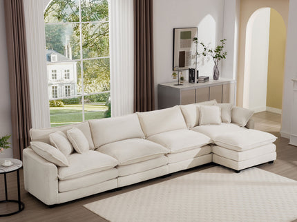 Modern Oversized Modular Cushion Sofa With Ottoman, Low Back, Deep Seating Sofa Set