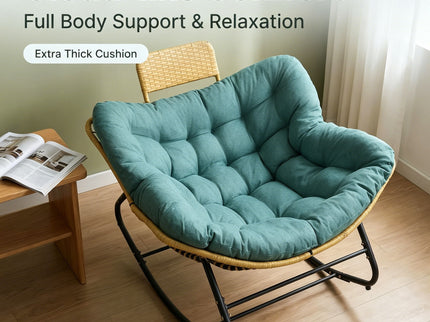 Oversized Papasan Rocking Chair Outdoor With Thick Cushion