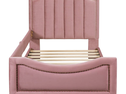 Upholstered Daybed With Classic Stripe Shaped Headboard