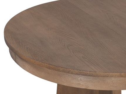 Extendable Round Dining Table Set For 4 With 4 Upholstered Chairs - Beige / Walnut