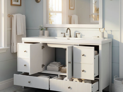 Bathroom Vanity With Separate Sink, Soft Close Doors And 4 Drawers