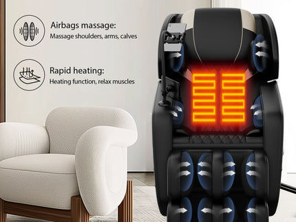 Massage Chair Recliner With Zero Gravity With Full Body Air Pressure - Black / Blue / Gold
