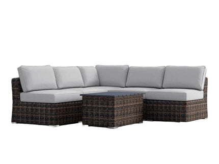 Wicker Sectional Sofa With Cushions And Table