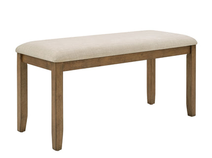 6 Piece Dining Table Set, Large Rectangular Table With Upholstered Bench & 4 X - Back Chairs, Kitchen Furniture - Oak