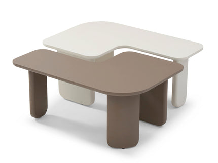 2 Pieces Modular Coffee Table Set, Free Combination - Khaki / White
