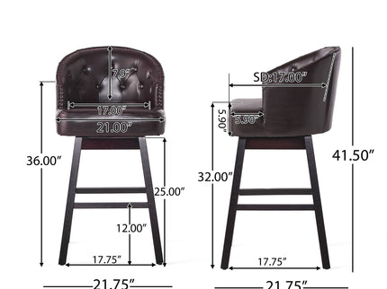 360 Degree Swivel Bar Stool With Stunning Nailhead Trim (Set of 2)