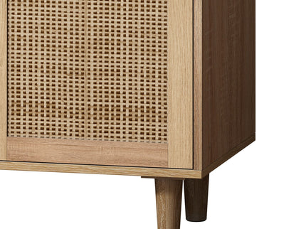 Elegant And Functional 4 Door Rattan Decorative Storage Cabinet