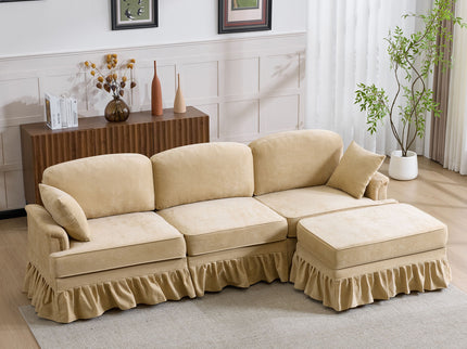 Cloud Sofa With Removable Ruffled Skirt With Ottoman And Flared Arms