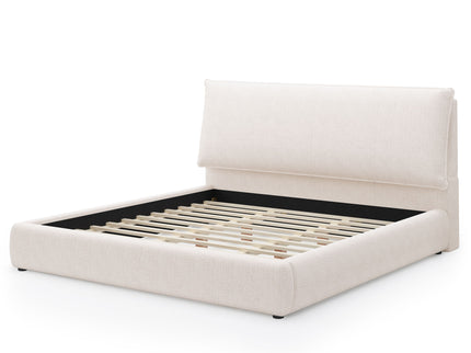 Upholstered Platform Bed Frame With Oversized Plush Pillow Headboard