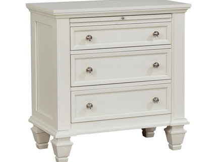 Cottage 3 Drawer Nightstand With Pull Out Tray - Cream White
