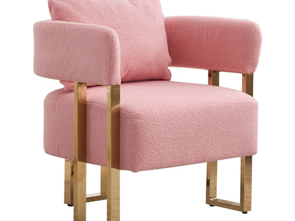 Modern Decorative Chair Teddy Fleece Upholstered And Metal Foot