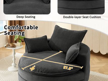 360° Swivel Accent Barrel Chair With Dual Layer Cushion And 3 Removable Pillows