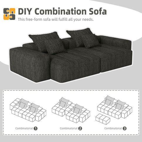 Modern Oversized Diy Combination Modular Sectional Sofa With Pillows