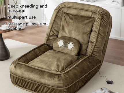 Upholstered Human Dog Bed And Pets, Bean Bag Floor Sofa With Massage Pillow, 5 Adjustable Positions & 2 Soft Pillows