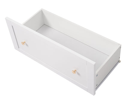 Freestanding Tall Bathroom Cabinet With Adjustable Shelves, Drawers, Soft Close Glass Doors