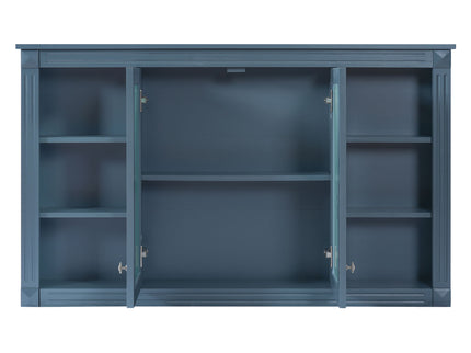 Wall-Mounted Mirror Cabinet With Adjustable Shelf And Open Shelves