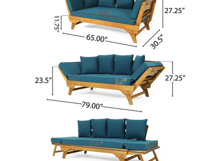 Outdoor Acacia Wood Expandable Daybed With Cushions