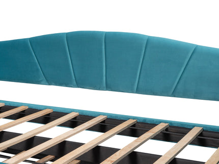 Upholstered Daybed Sofa Bed With Trundle Bed And Wood Slat