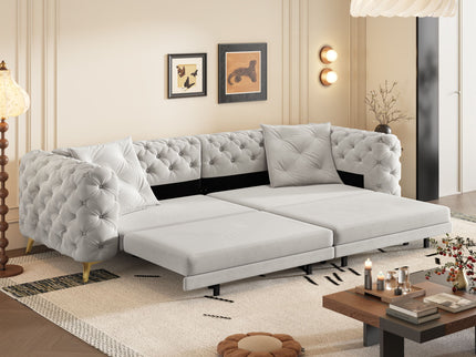 3 In 1 Convertible Sleeper, Deep Seat Pull Out Sofa Bed, Button Tufted