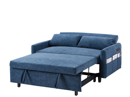 Pull Out Sleep Sofa Bed Loveseats Sofa Couch With Adjsutable Backrest, Storage Pockets, 2 Soft Pillows, USB Ports For Living Room, Bedroom, Apartment, Office
