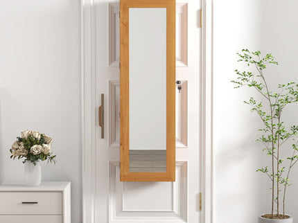 Jewelry Armoire Organizer With Full Length Mirror, Wall Mounted Lockable Cabinet With LED Light