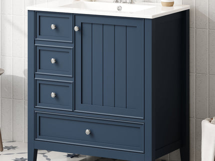 Modern Bathroom Vanity With Sink, 1 Cabinet & 3 Drawers