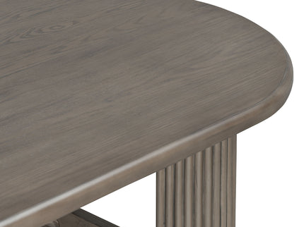Oval Dining Table Set For 6 With Fluted Pedestal Base, 7 Piece Set Including 6 Upholstered Chairs