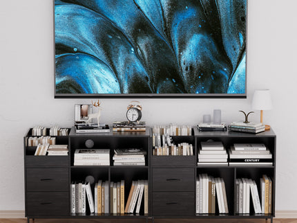 Grain Record Player Stand, Media Console With Speaker Shelf & 2 Drawers