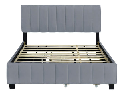 Platform UpholsteredBed With 2 Drawers And Twin Long Trundle
