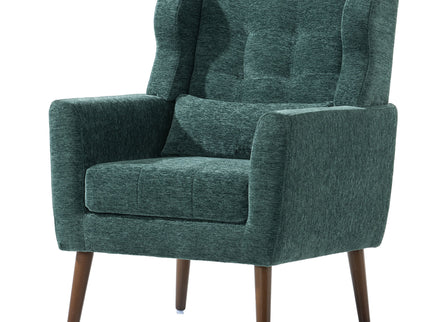 Modern Accent Chair, Arm Chairs For Living Room, Upholstered Mordern Armchair, Comfy Soft Padded Lounge Chair In Small Space, Bedroom, With Pillow, Solid Wood Leg