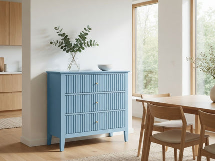 Fluted 3 Drawer Nightstand With Soft Close Slides