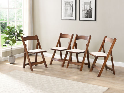 Solid Wood Upholstered Folding Chair Set, Dining Room (Set of 4)