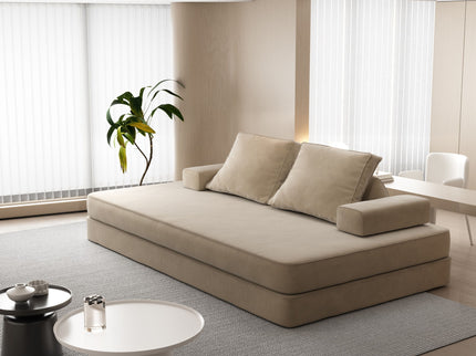 Multifunctional Convertible Sofa Bed With 2 Tumbler Backrests And 2 Pillows, Deep Seat Couch