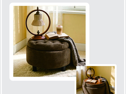 Storage Round Footstool Table Ottoman