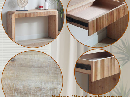 Rustic Modern Console Table With Drawer Storage - Natural Wood
